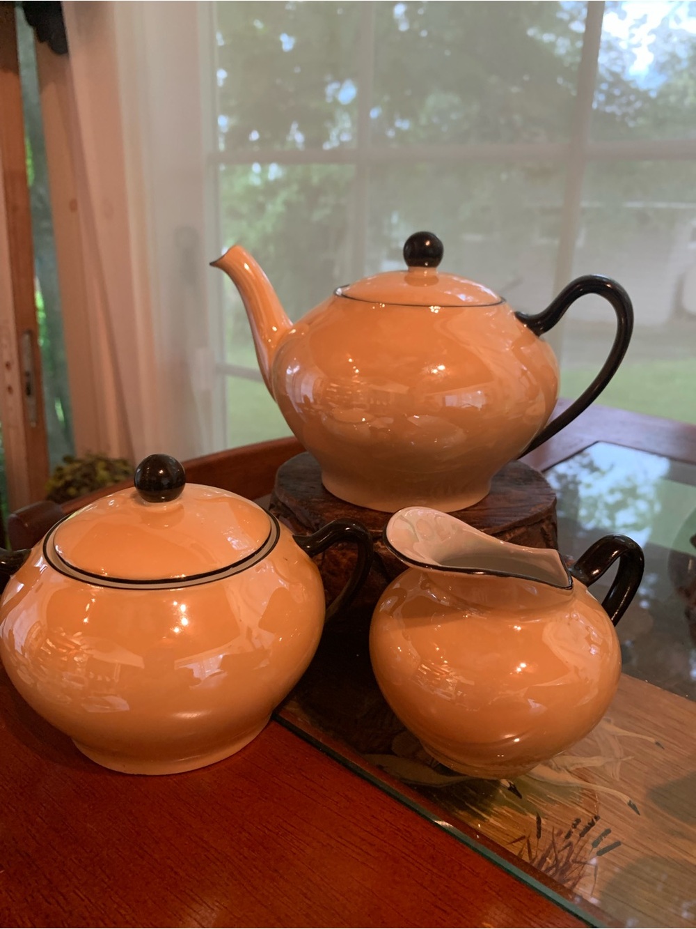 Vtg Czechoslovakian Peach Lusterware Tea Service Set